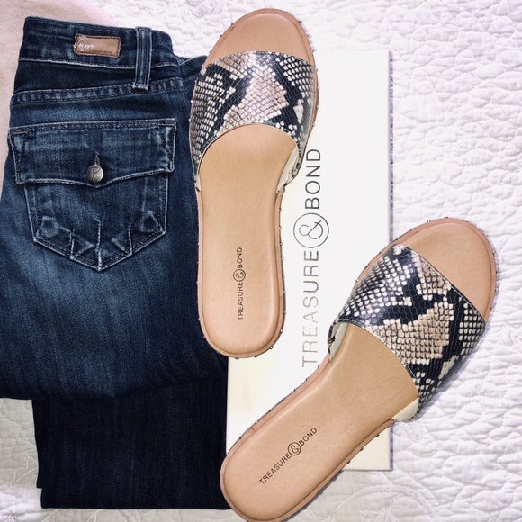 Treasure & Bond Mila Slide Snake Faux Sandal 9M - Picture 3 of 7
